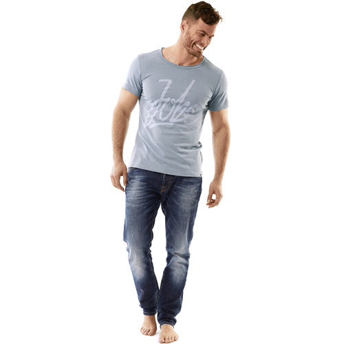 Jobe script t-shirt heren fog blauw